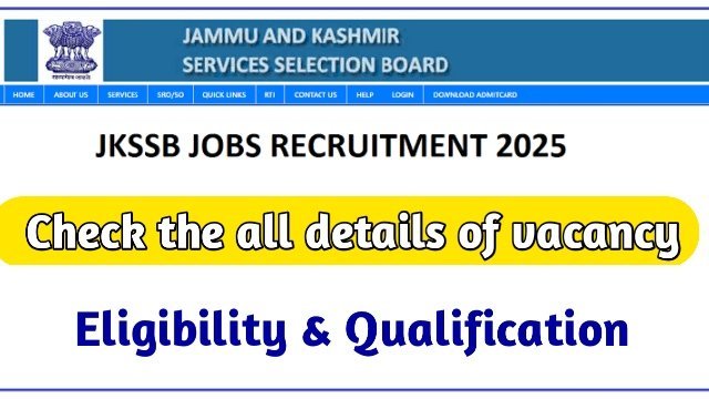 JKSSB Staff Selection Board Vacancy 2025